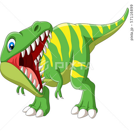Cartoon Tyrannosaurus Rex roaring on white background 57116899