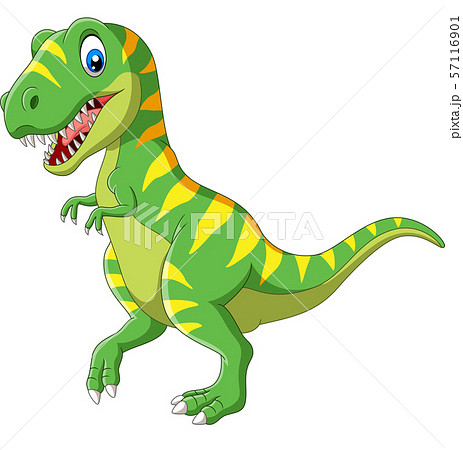 Cartoon green dinosaur on white background 57116901
