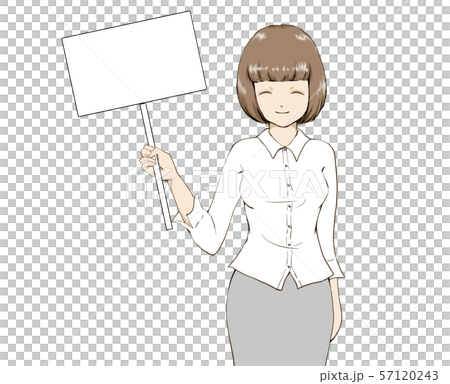 看板を持つ女性 57120243