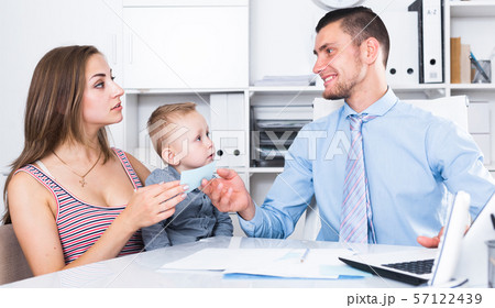 manager of insurance company talking with female manager of insurance company talking with female 57122439