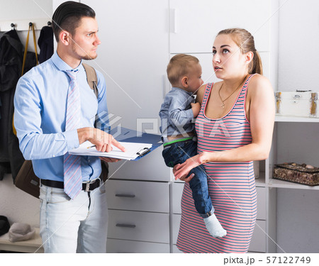 manager of collection company talking with female 57122749