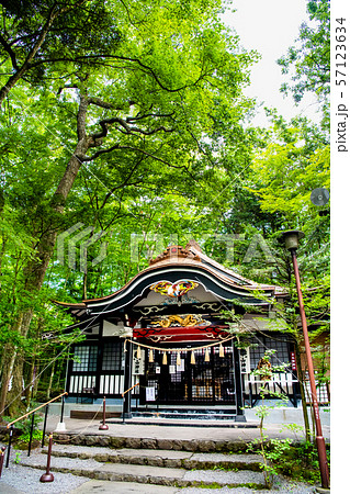 山梨県富士吉田市 新屋山神社 本宮の写真素材