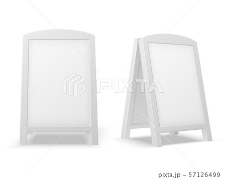 Sidewalk display board. Empty blank white advertising stand. Sale sign or street banner. 3d vector Sidewalk display board. Empty blank white advertising stand. Sale sign or street banner. 3d vector 57126499