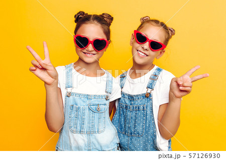 Two teenage girls, stylish girlfriends in Two teenage girls, stylish girlfriends in 57126930