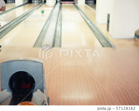 view on empty track at bowling club. blurred 57128162