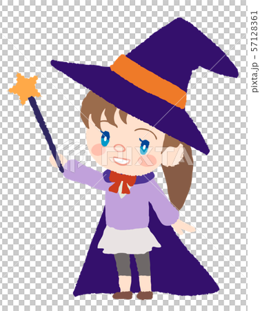 ステッキを持つコスプレした子供 ハロウィンのイラスト素材