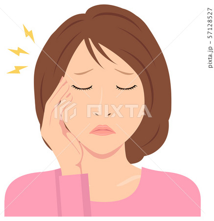 若い女性 上半身イラスト / 頭痛, 頭が痛い, 悩み 若い女性 上半身イラスト / 頭痛, 頭が痛い, 悩み 57128527