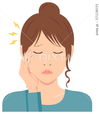 若い女性 上半身イラスト / 頭痛, 頭が痛い, 悩み 57128555