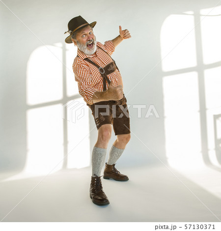 Portrait of Oktoberfest man, wearing the traditional Bavarian clothes 57130371