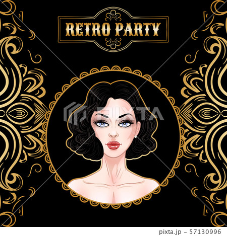 Beautiful brunette woman, flapper girl, retro 57130996