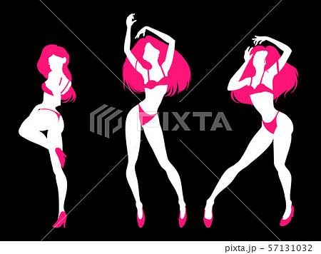 Set of sexy women silhouettes in underwear, club 57131032