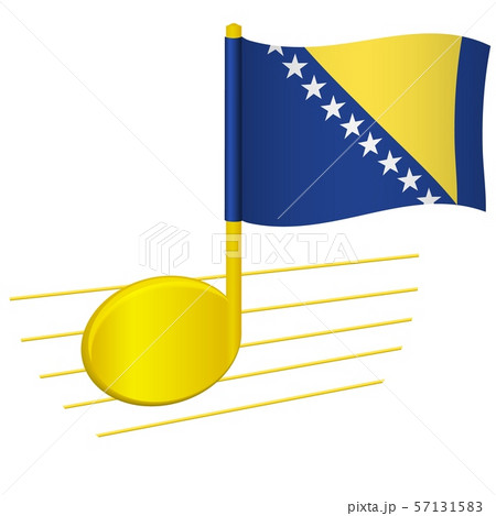 Bosnia and Herzegovina flag and musical note 57131583