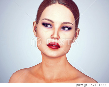Beauty Woman face Portrait. Beautiful model Girl with Perfect Fresh Clean Skin color 3D Illustration Beauty Woman face Portrait. Beautiful model Girl with Perfect Fresh Clean Skin color 3D Illustration 57131666