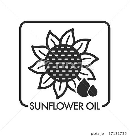 Sunflower oil drops and plant graphic art with 57131736