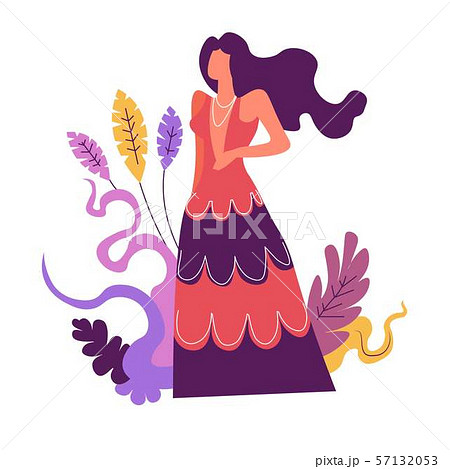 Fashion woman modeling , walking straight, foliage Fashion woman modeling , walking straight, foliage 57132053