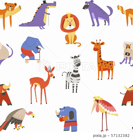 Animals seamless pattern, lion and zebra, macaque Animals seamless pattern, lion and zebra, macaque 57132382