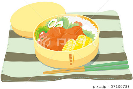 わっぱに入った美味しそうな手作り唐揚げ弁当 わっぱに入った美味しそうな手作り唐揚げ弁当 57136783