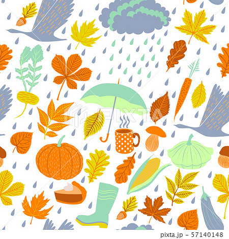 Light Autumn Pattern in Hand-Drawn Flat Style Light Autumn Pattern in Hand-Drawn Flat Style 57140148