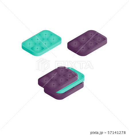 Isolated isometric illustration a stack of pillows Isolated isometric illustration a stack of pillows 57141278