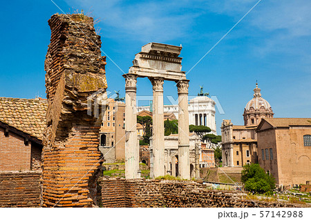 Remains of the Temple of Castor and Pollux at the Roman Forum in Rome Remains of the Temple of Castor and Pollux at the Roman Forum in Rome 57142988