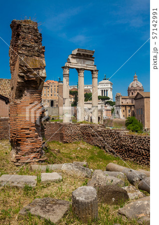 Remains of a wall at the Roman Forum and the Remains of a wall at the Roman Forum and the 57142991