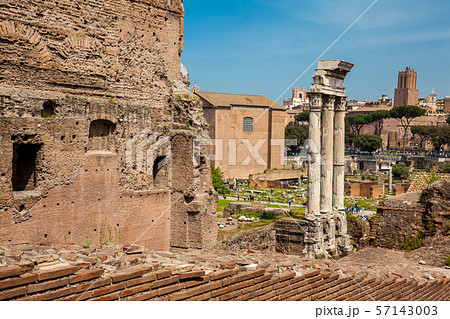 Remains of the Temple of Castor and Pollux at the Roman Forum in Rome Remains of the Temple of Castor and Pollux at the Roman Forum in Rome 57143003