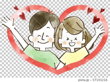 夫婦-カップル-ハート-水彩 夫婦-カップル-ハート-水彩 57143216