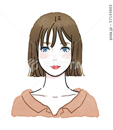 女性 上半身 の水彩風イラストのイラスト素材