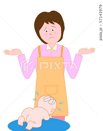 泣いている赤ちゃんを叱る親のイラスト素材