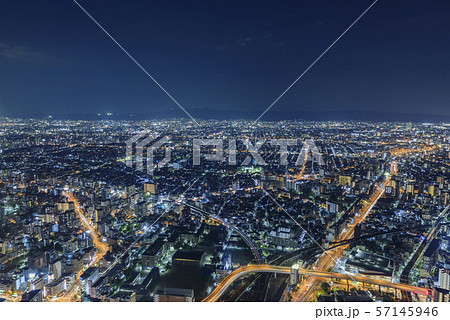 大阪市 都市風景 生駒山方面 夜景の写真素材