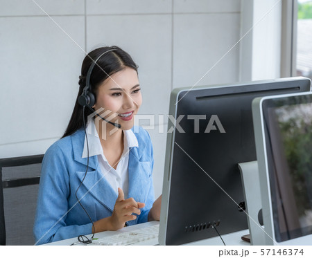 Call Center Asian women are providing business Call Center Asian women are providing business 57146374