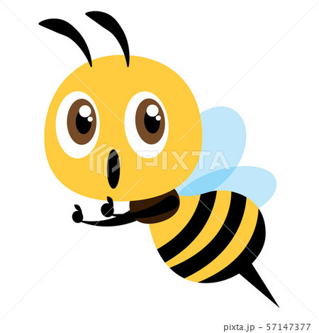 Flat design cartoon cute bee thumb up with excited expression - flat design vector character mascot illustration 57147377