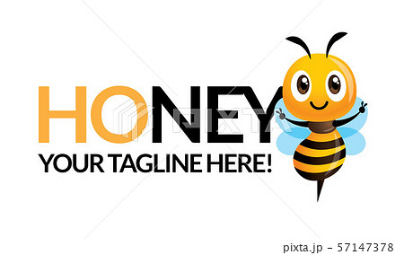 Cute bee with business brand name, vector mascot isolated 57147378