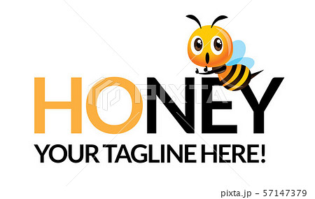 Cute bee with company product name, vector mascot isolated Cute bee with company product name, vector mascot isolated 57147379