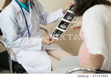 Pregnant Woman and Gynecologist Doctor at Hospital Pregnant Woman and Gynecologist Doctor at Hospital 57147985