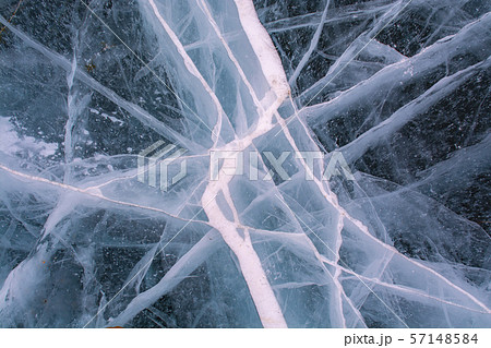 Texture of ice in frozen lake at Lake Baikal 57148584