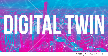 Digital Twin concept with neural network gradient city background Digital Twin concept with neural network gradient city background 57148840