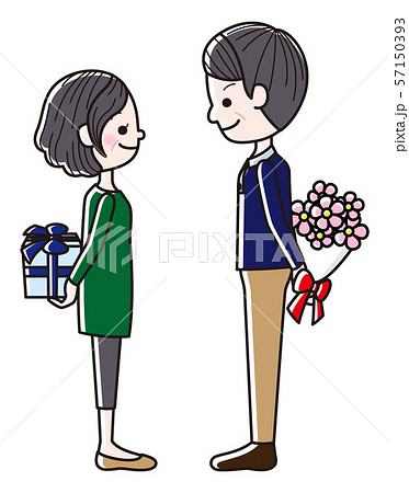 プレゼントを贈りあう夫婦 57150393