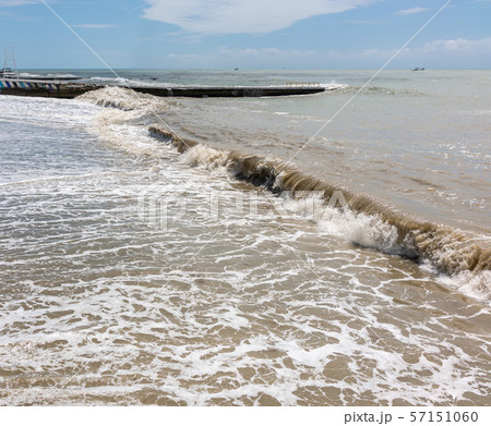 Sea wave during storm at Black sea in Sochi, 57151060