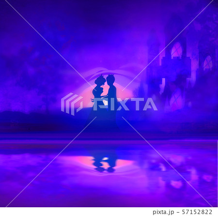 Magic castle and princess with prince 57152822