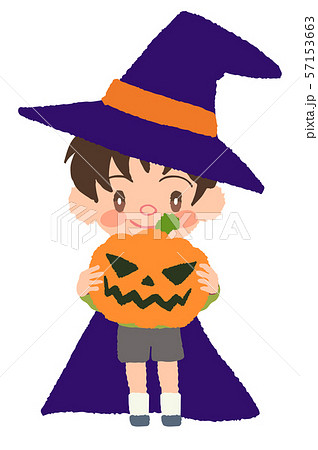 ハロウィン　カボチャ　持つ　子供 57153663