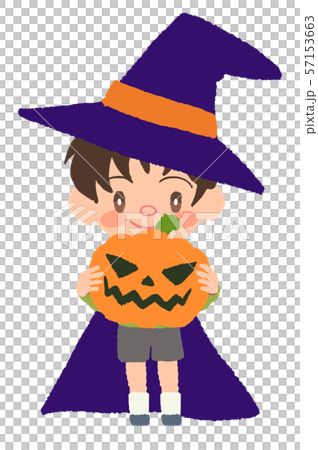 ハロウィン　カボチャ　持つ　子供 57153663
