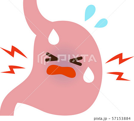 痛みに苦しむ胃のキャラクターのイラスト素材