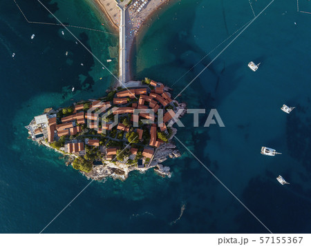 Aerial photo of Sveti Stefan island in Budva 57155367