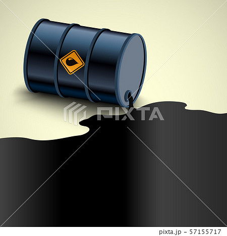 Barrel with Crude Oil. Fuel flows out. 57155717