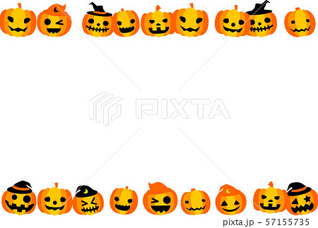ハロウィン　かぼちゃ　おばけ　列　フレーム 57155735