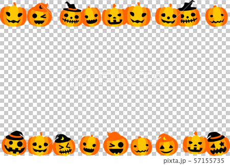 ハロウィン　かぼちゃ　おばけ　列　フレーム 57155735
