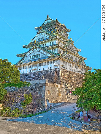 大阪城イラスト仕上げのイラスト素材