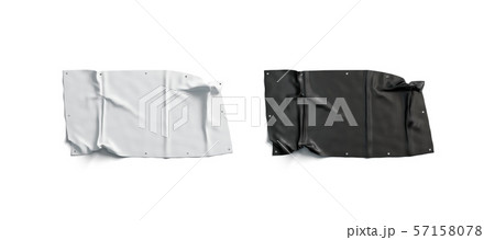 Blank black and white folded stretch banner mockup set, isolated, 57158078