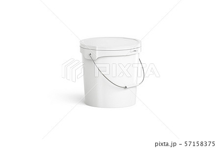 Blank white paint bucket with handgrip mockup isolated, 57158375